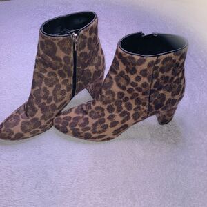 NINE WEST 8.5 Faux Fur Cheetah Animal Print Bootie Boots